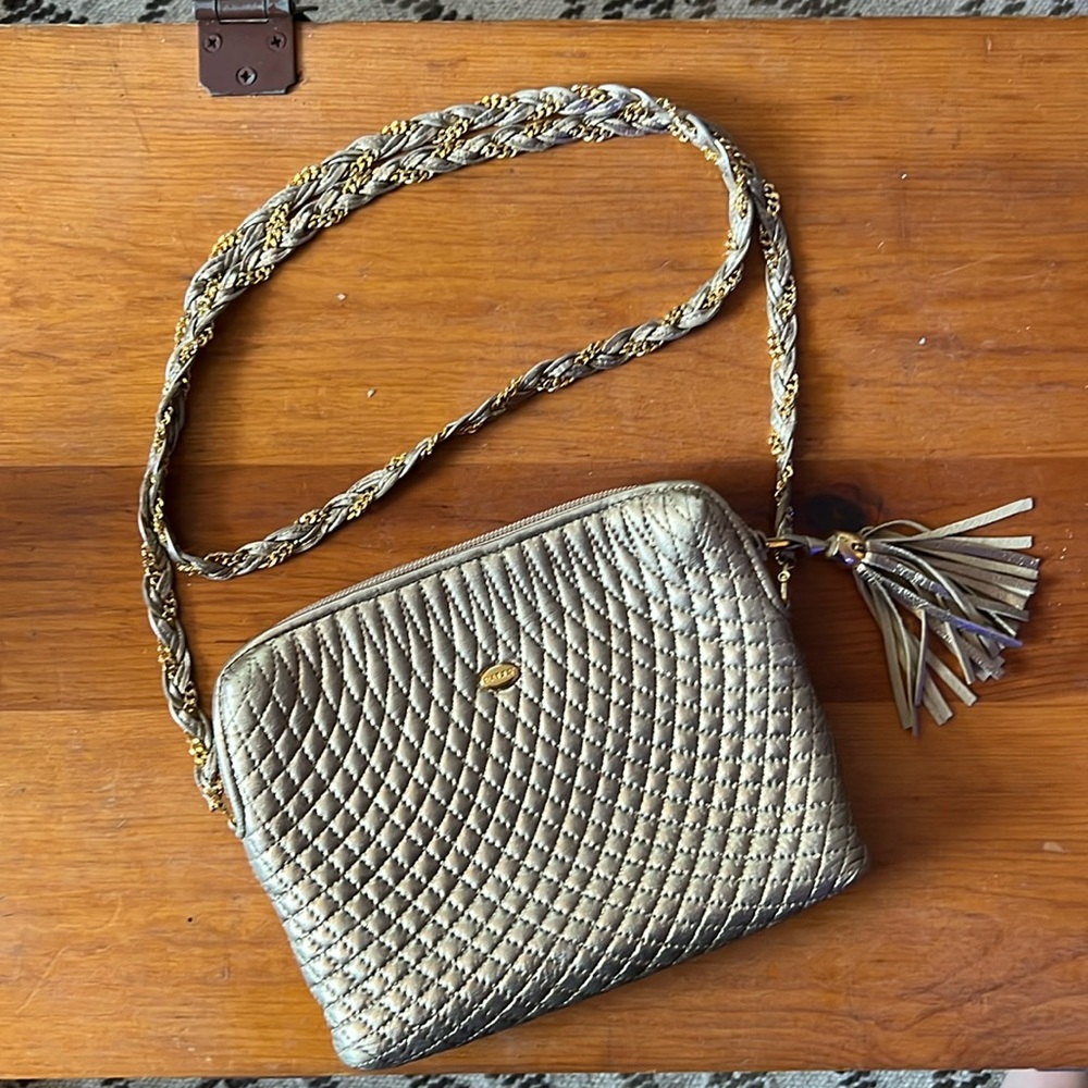 Bally Gold Leather Crossbody Braided Chain Strap